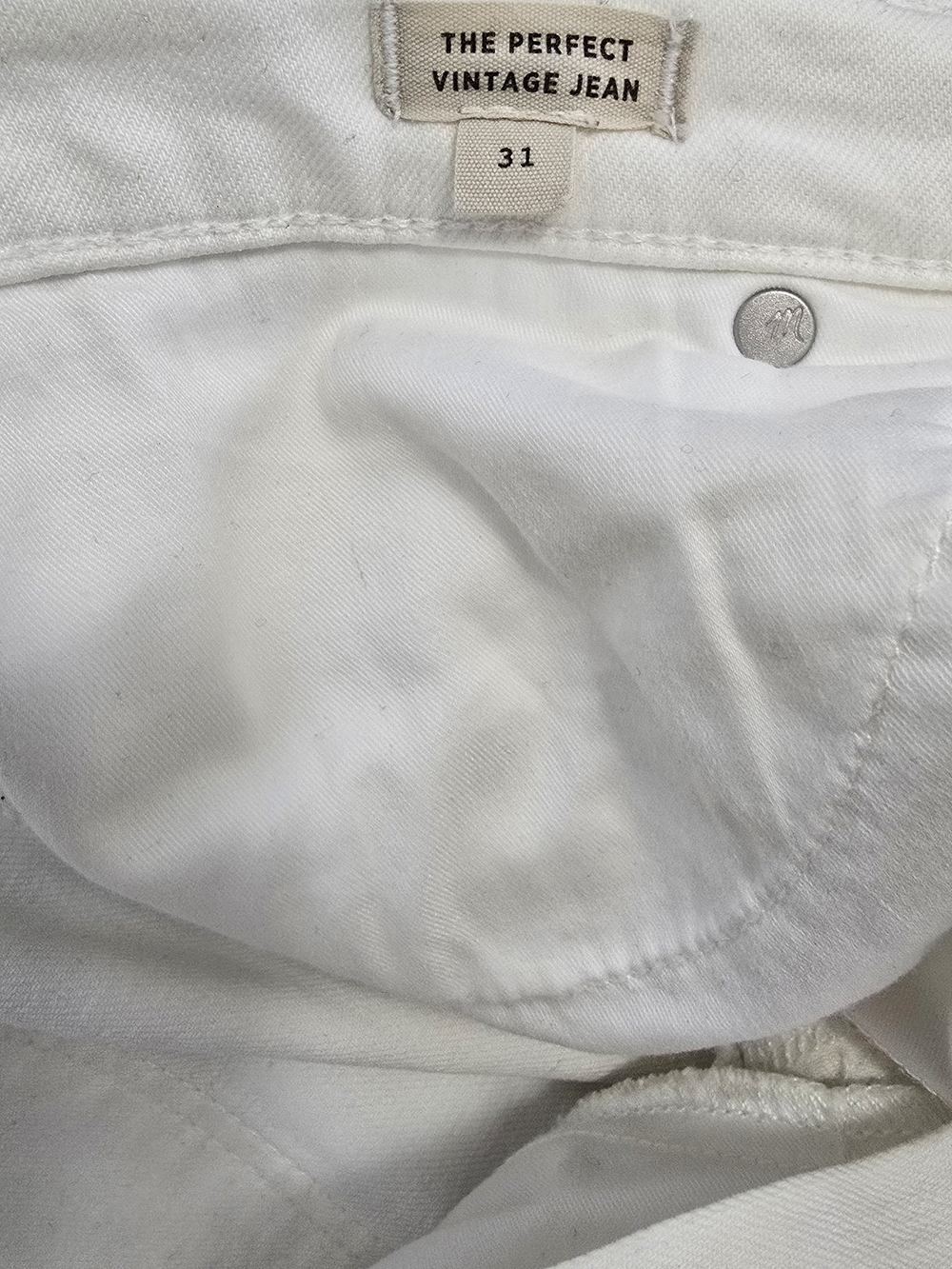 Madewell The Perfect Vintagee High-Rise Straight Jeans in Sail White Size 31 EUC - Picture 5 of 7